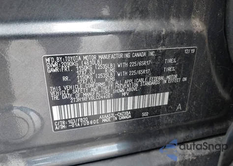 2020 Toyota Rav4 Le z USA, uszkodzony, nr VIN 2T3H1RFV6LC044061